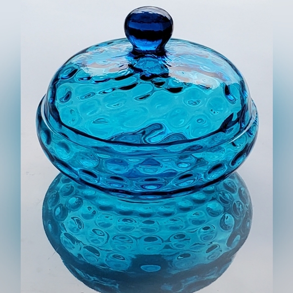 1940s Gorgeous 💙 Blue 7 1/2" Lidded Dish by Beacon🇺🇲 NJ - Picture 8 of 15